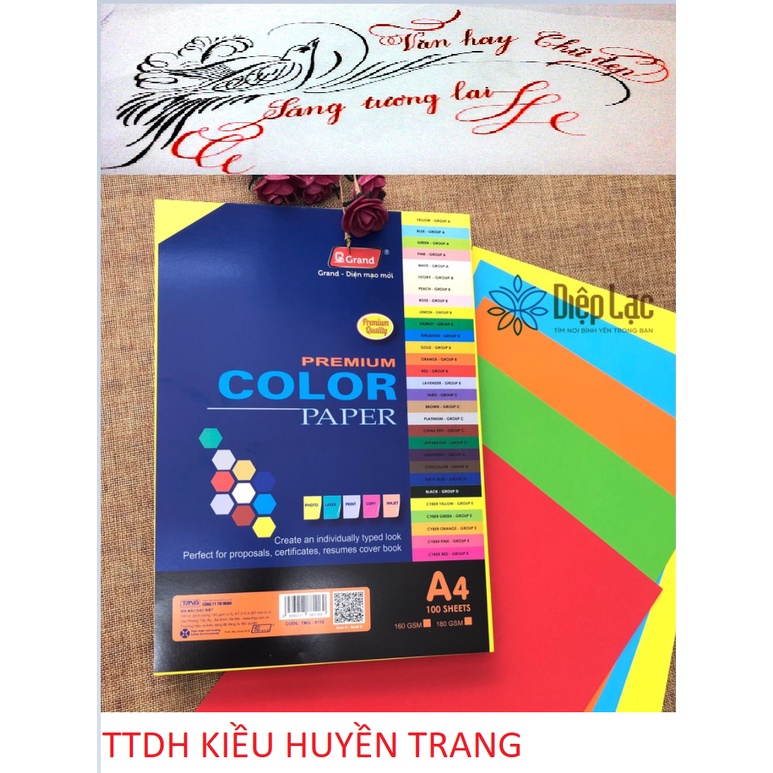 Bìa màu - giấy màu cứng - 100 tờ A4 - Grand - ColorCard One