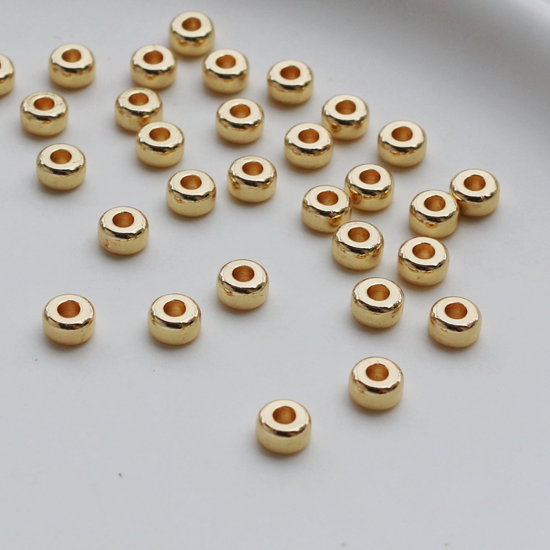 50 Hạt Xâu Làm Trang Sức Bằng Đồng 14K 3*5mm