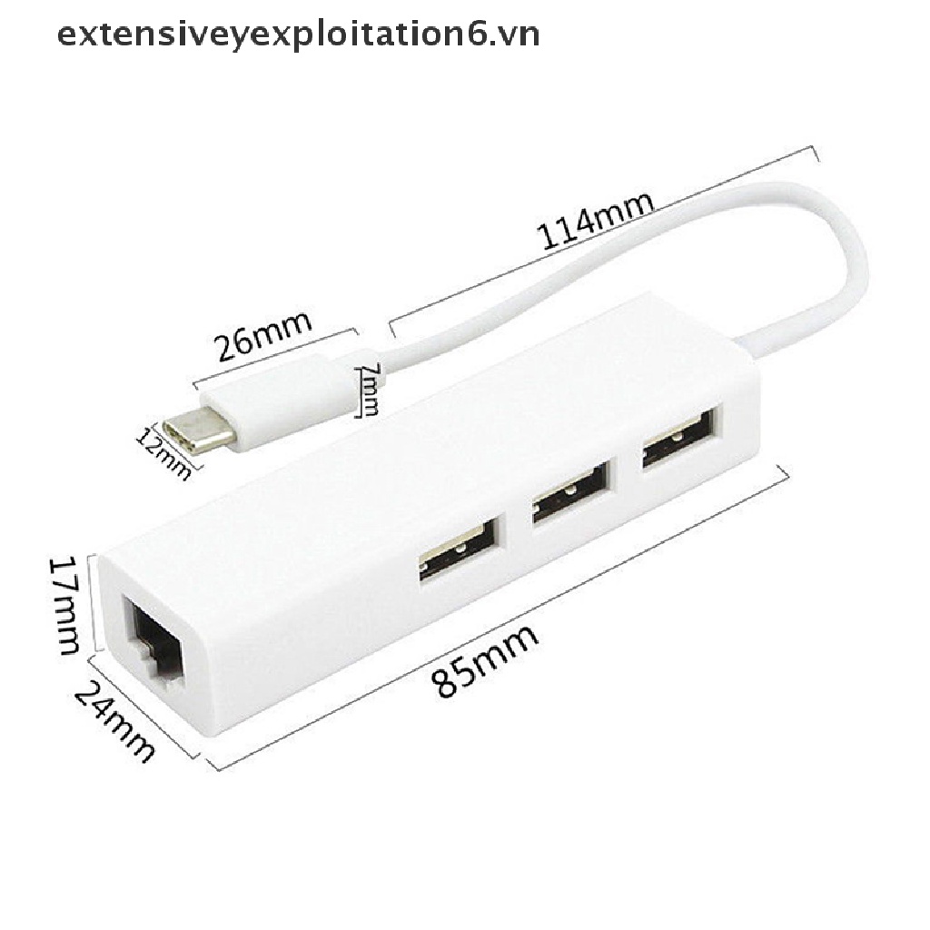 Cổng cáp mạng chuyển đổi Hub / E6VN / / USB-C USB 3.1 sang USB RJ45 Ethernet Lan thích hợp cho Macbook / PC