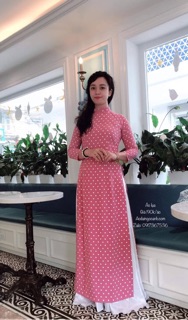 Áo dài may sẳn chấm bị - lụa