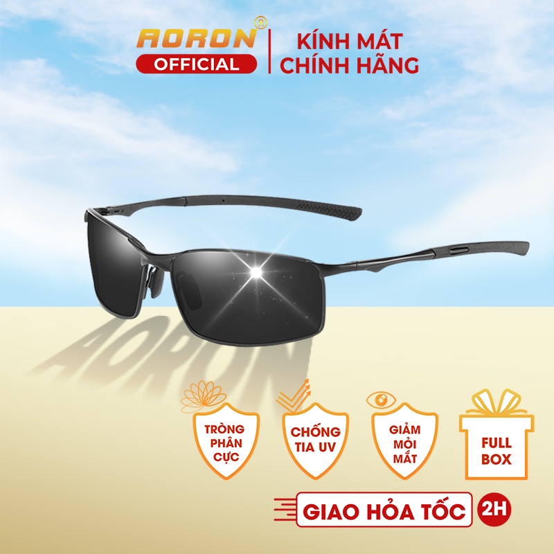 Kính Mát Nam AORON, Tròng phân cực chống chói chống lóa đi xe ngày và đêm, dáng ôm sát mắt thời trang AK020 - AORON