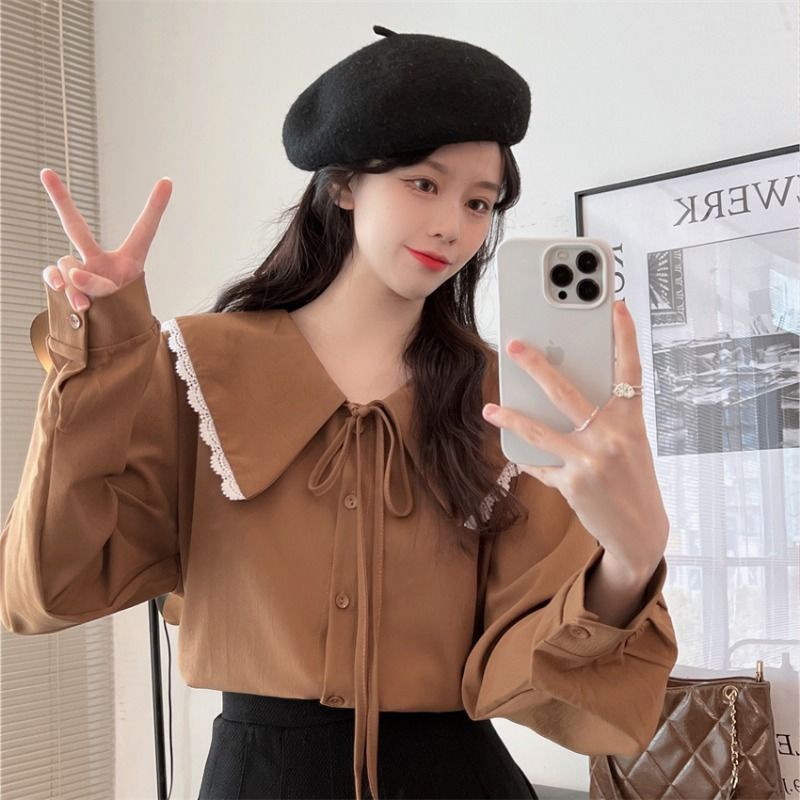 Áo Sơ Mi Cổ Búp Bê Tay Dài Dáng Rộng Phong Cách Phương Tây Mẫu Mới Thời Trang Mùa Xuân Cho Nữ 2022 | BigBuy360 - bigbuy360.vn