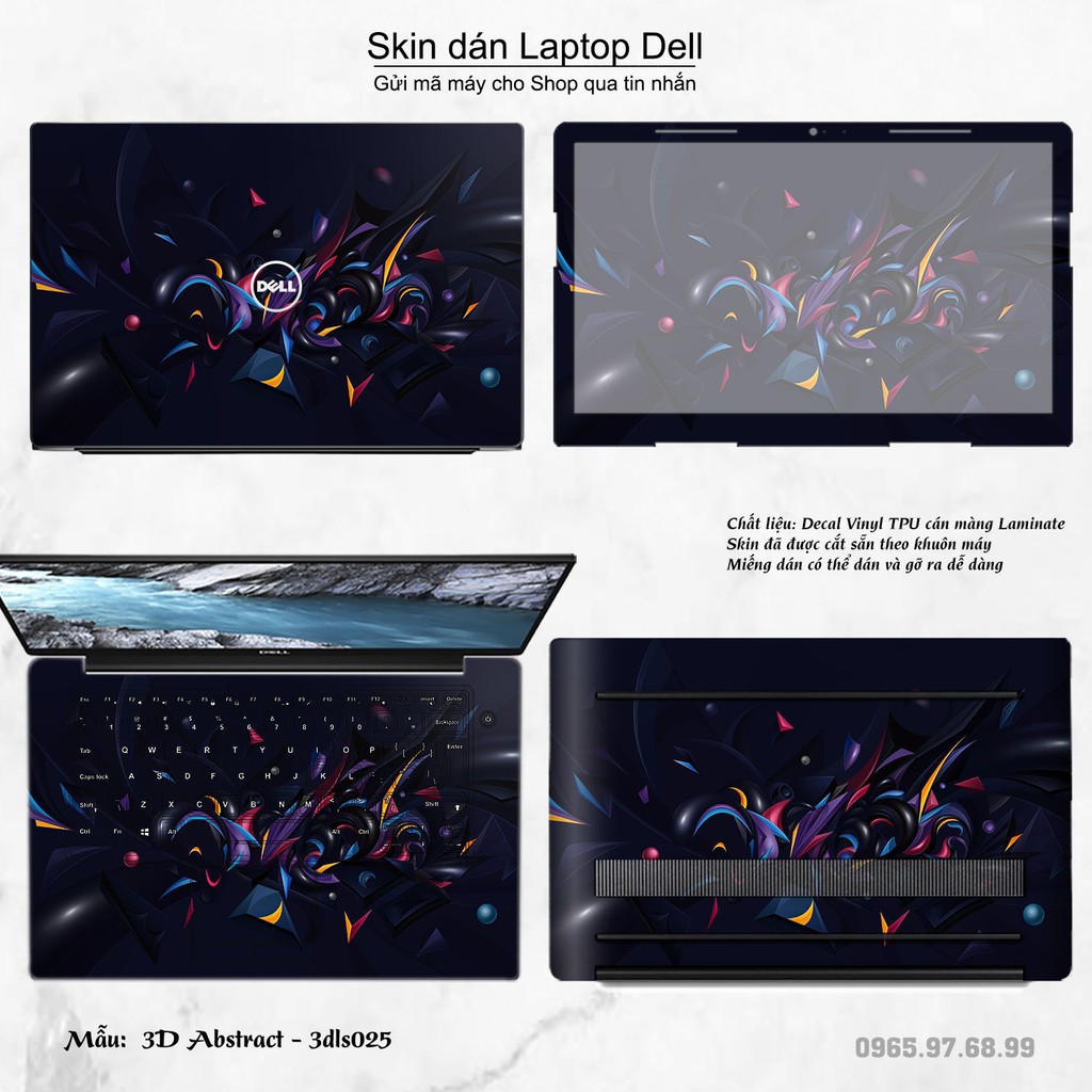 Skin dán Laptop Dell in hình 3D Image (inbox mã máy cho Shop)