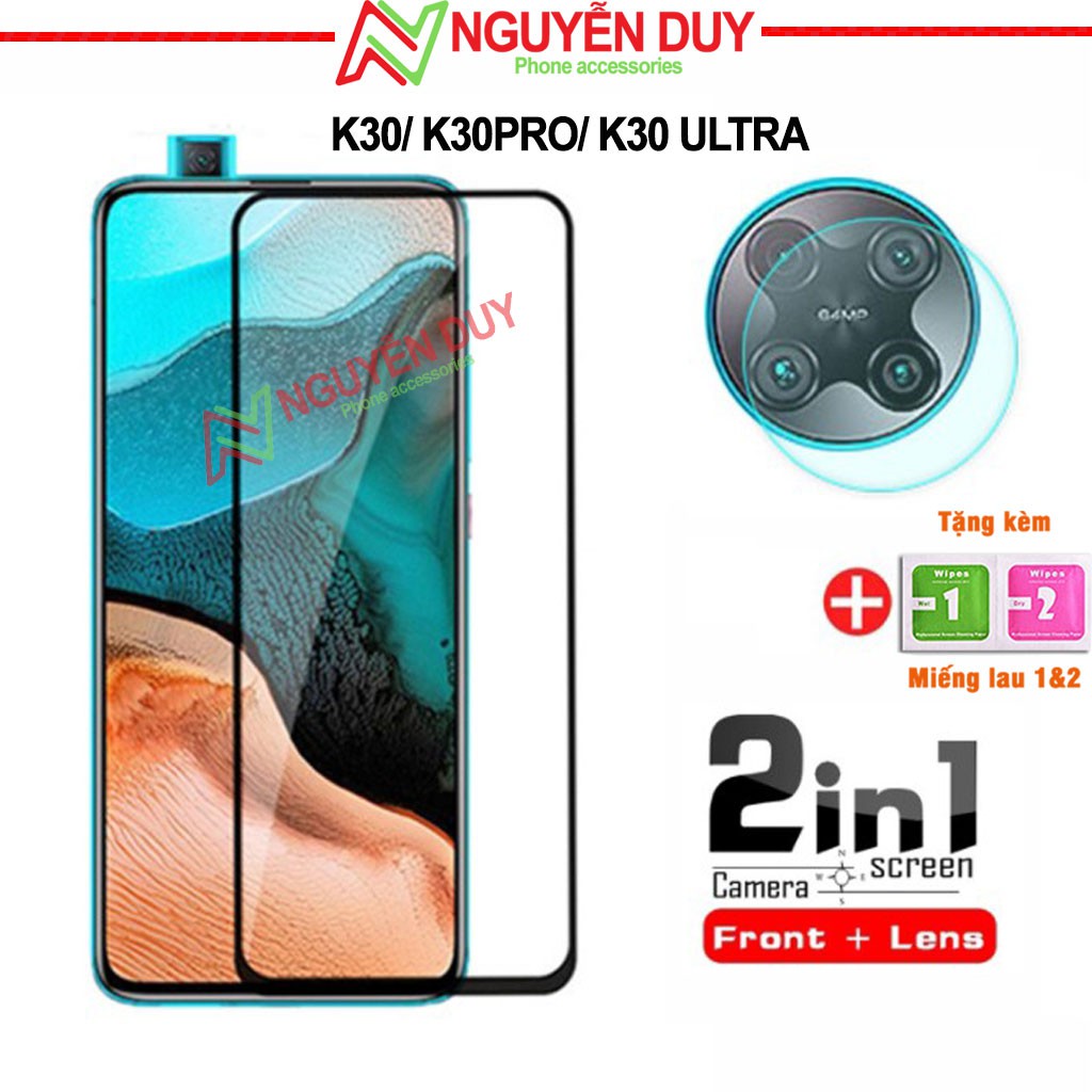 [Kính+Camera] Kính cường lực Redmi K30/ K30 Pro/ K30Ultra Full màn hình 9D + kính cường lực camera Redmi K30/ K30 Pro