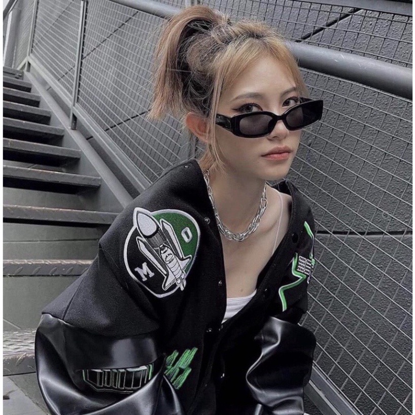 Áo khoác bomber Miss Out Varsity Jacket vải nỉ phối tay da, áo bomber bóng chày nam nữ unisex form rộng