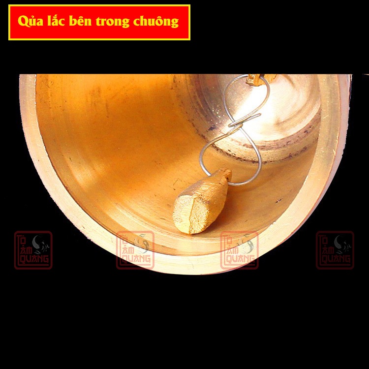 Chuông lắc tay lục lạc bằng đồng phong thủy - Chuông cầm tay có cán 18.5cm thờ cúng tâm linh - TÔ TÂM QUANG