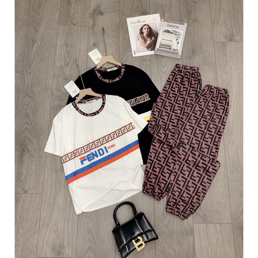 Bộ Thể Thao Nữ Fendy , Set Đồ Áo Cộc Tay Phối Quần Boom Siêu Hot | BigBuy360 - bigbuy360.vn