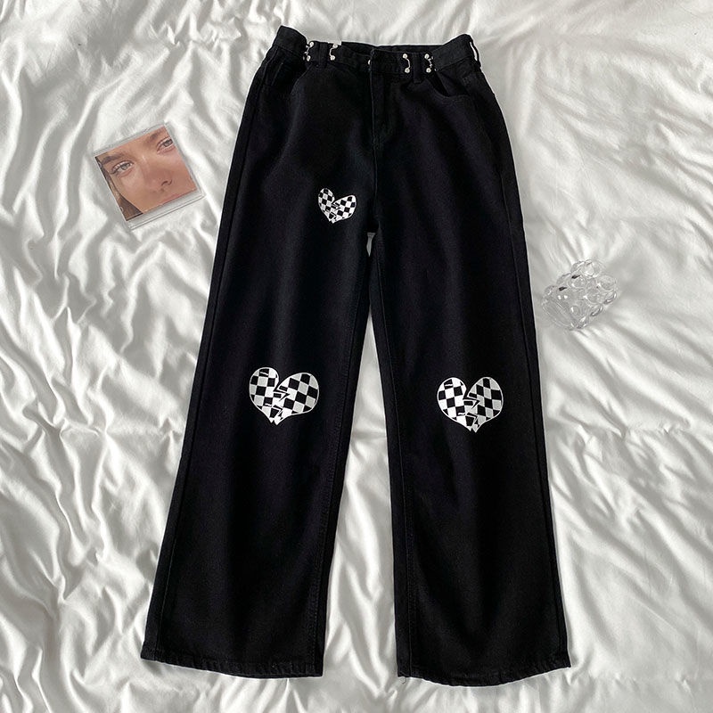 Quần Jean Ống Rộng Lưng Cao Thời Trang Hàn Quốc 2022 Dành Cho Nữ