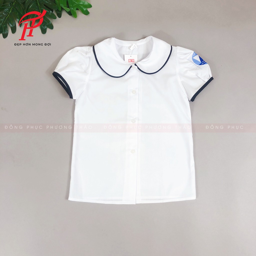 Áo sơ mi cộc tay nữ đồng phục học sinh Tiểu học Quan Hoa
