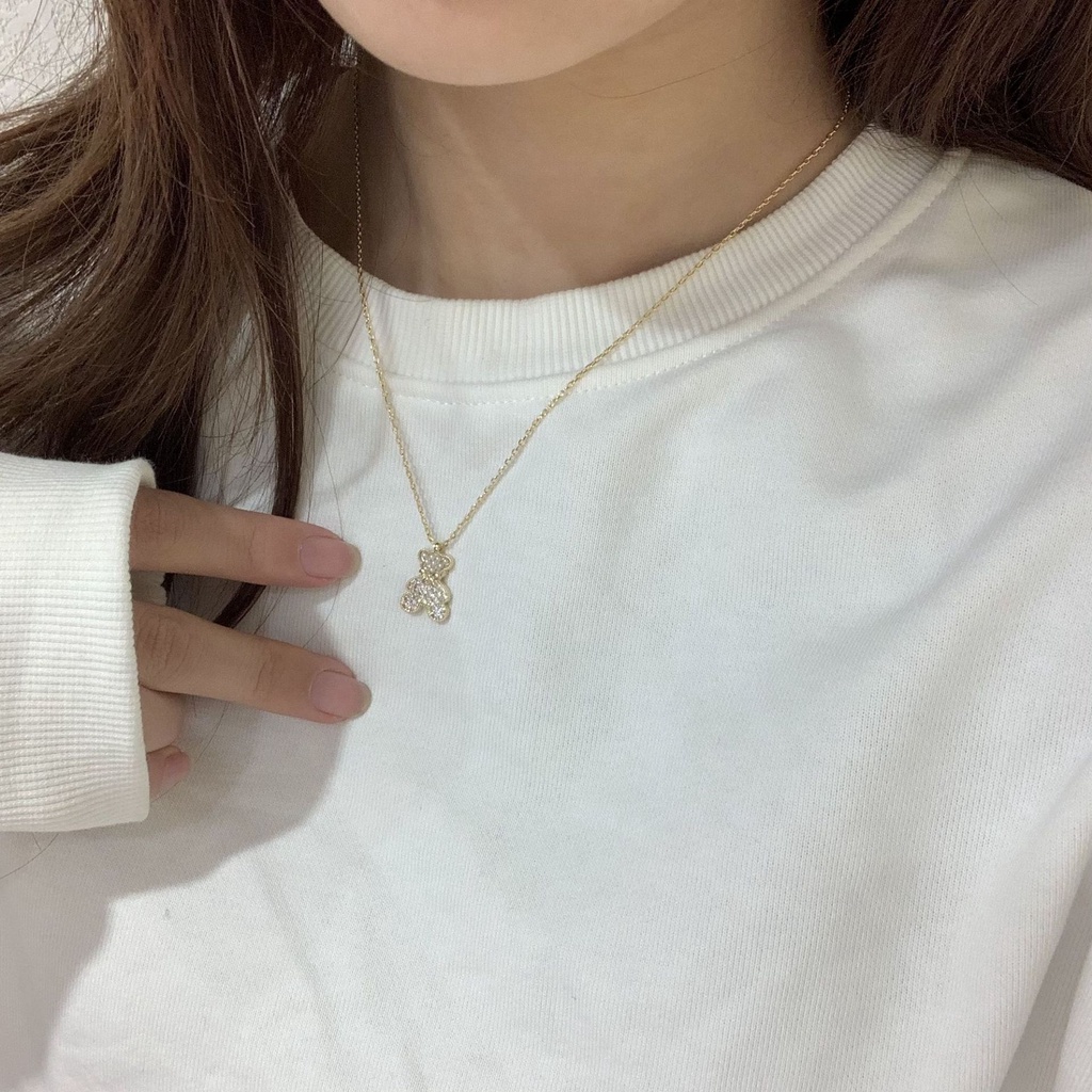 Vòng cổ Hình Gấu Đính Đá Dễ Thương Cho Nữ