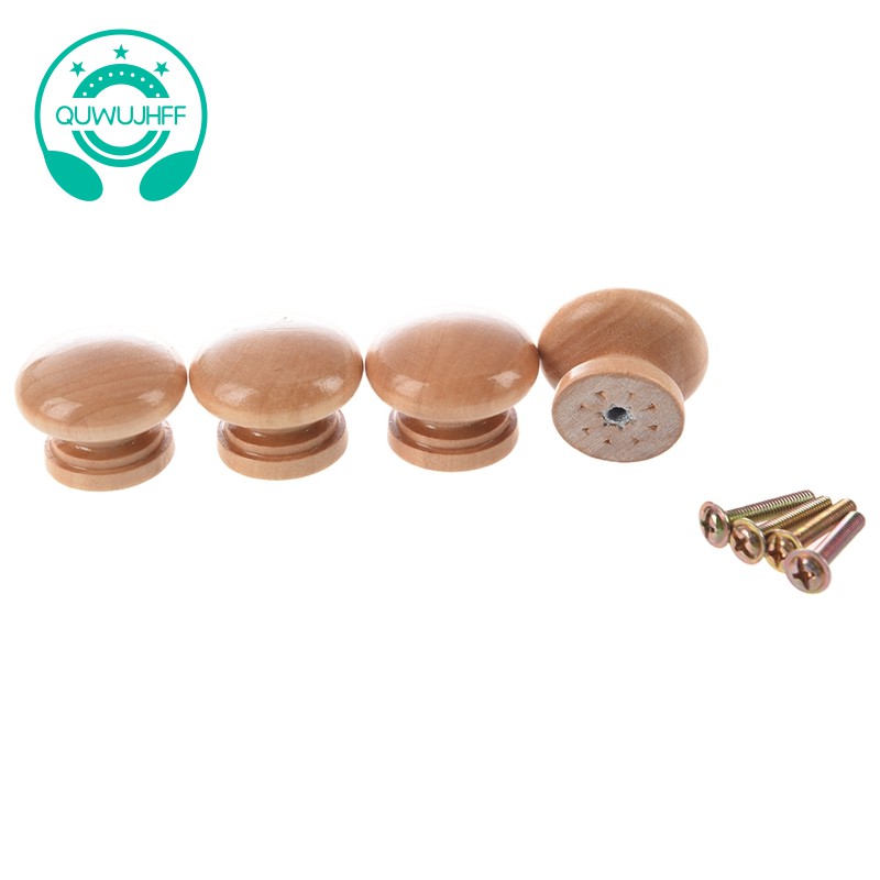 4pcs Cabinet Drawer 1.3 &quot;Round Wooden Pull Knobs Handles