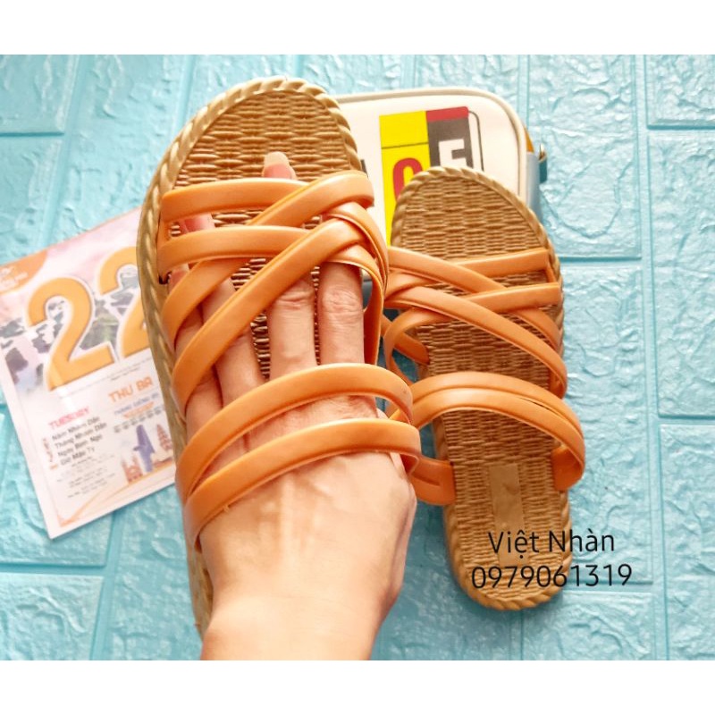 Dép sandal dép nhựa nữ đế cói siêu êm chân