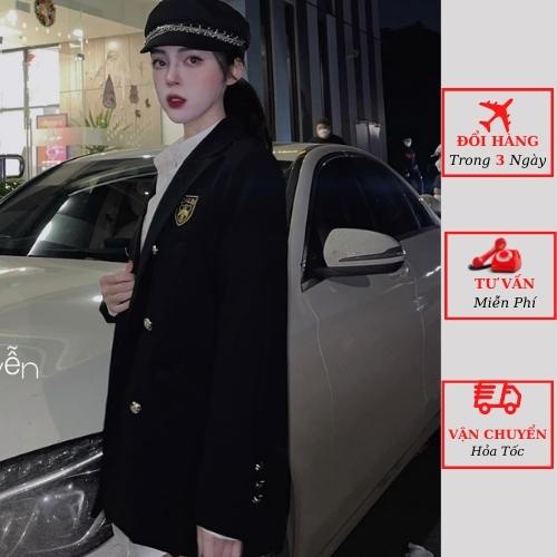 Áo vest blazer nữ huy hiệu công sở 2 lớp cao cấp Hàn Quốc