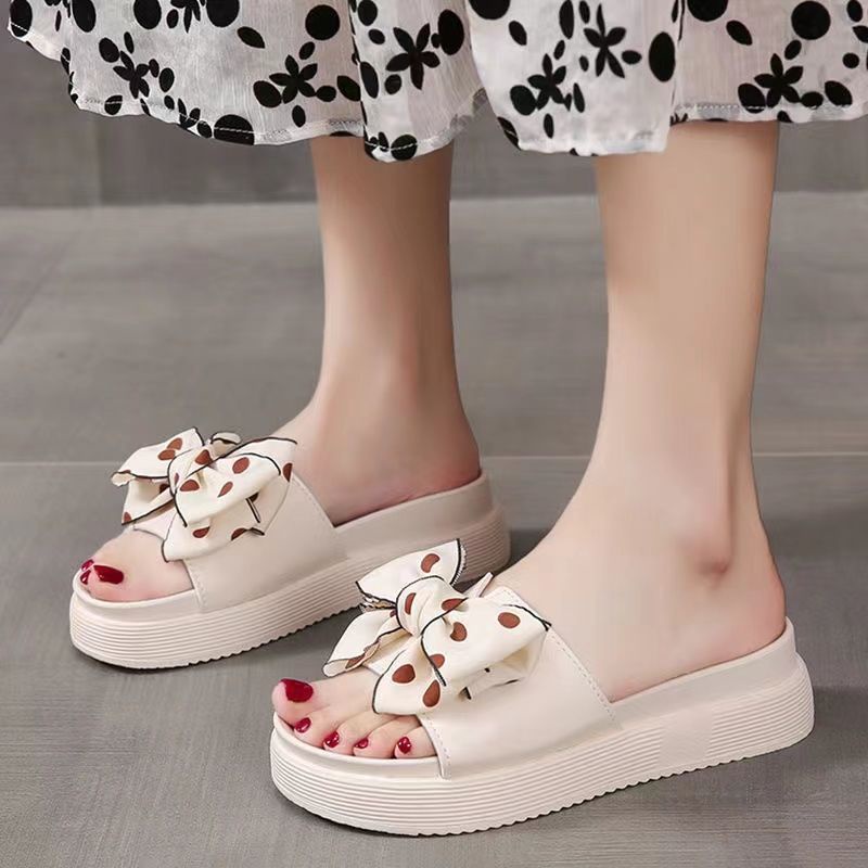 Dép bánh mì đế cao Dép đế xuồng Dép Sandal Đế Xuồng Dày Quai Nơ Chống Trượt Thời Trang Mùa Hè Mới 2022