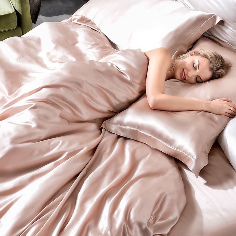 [1M4 x 2M x 20cm] Bộ drap giường 5 món phi lụa cao cấp siêu mịn siêu êm đủ màu PURR.BEDDING
