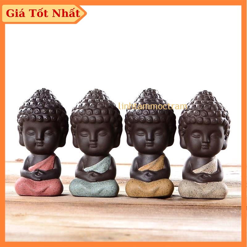 Tượng phật gốm sứ tử sa cát tím trang trí nhà cửa vật phẩm phong thủy