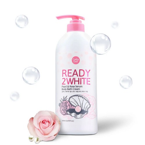 Kem Tắm Cathy Doll Pearl &amp; Rose Serum Body Bath Cream 500ml Ready 2 White