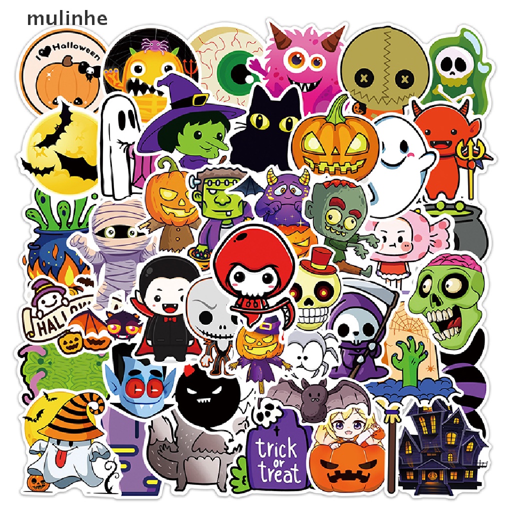Set 50 Sticker Dán Trang Trí Sổ Tay DIY Chủ Đề Halloween