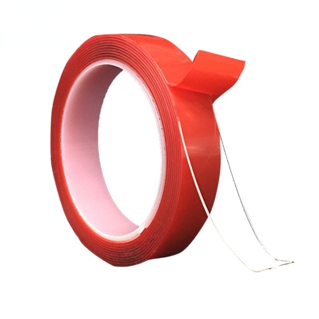 Cuộn Băng Keo Dán Hai Mặt Bằng Silicon Trong Suốt Màu Đỏ 1Cm*3M Không Để Lại Dấu Vết