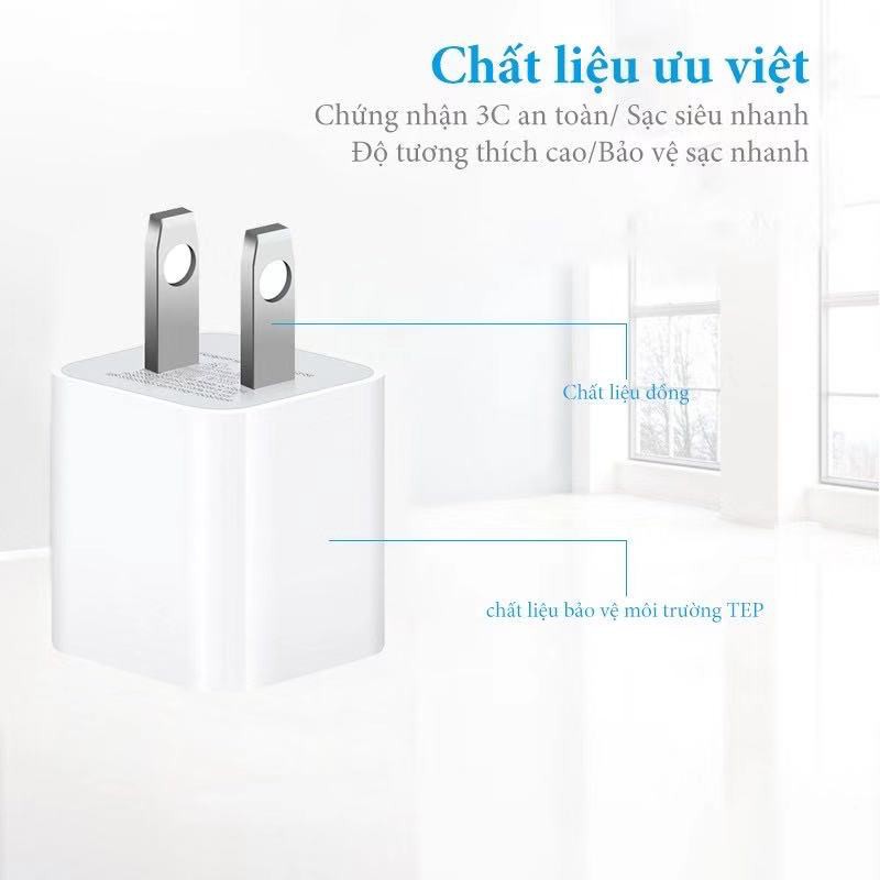 Củ sạc IP1A màu trắng tinh khôi Tích hợp sạc nhanh phù hợp máy tính bảng/ĐT và thiết bị đầu cắm USB khác.