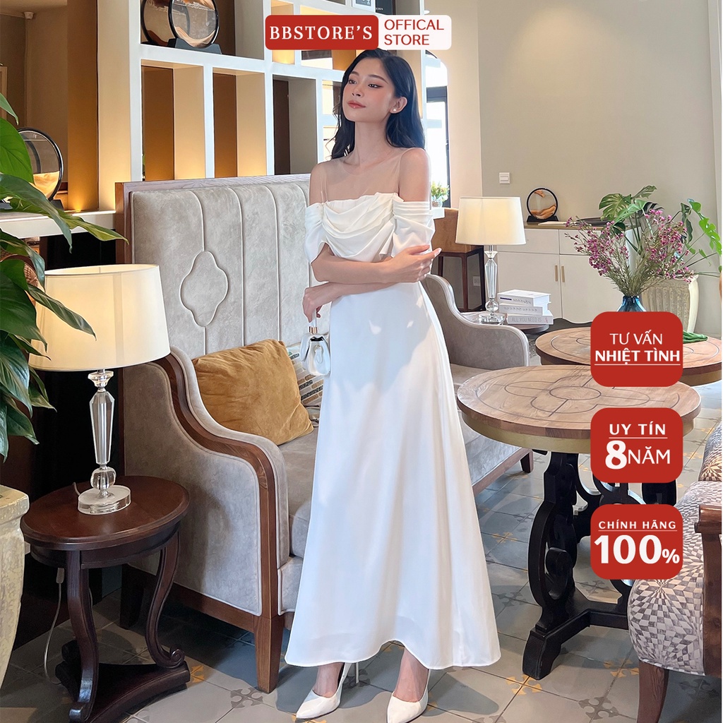 BBSTORE'S Đầm Dự Tiệc Trễ Vai Nhún Ngực Kiểu Dáng Trẻ Trung - D746