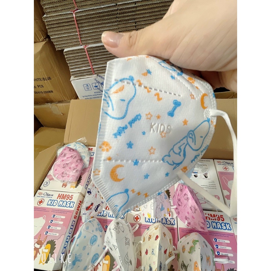 Khẩu trang TRẺ EM 5D cao cấp HM hộp 10 cái Ngăn ngừa bui, vi khuẩn, các bệnh lây truyền qua đường hô hấp