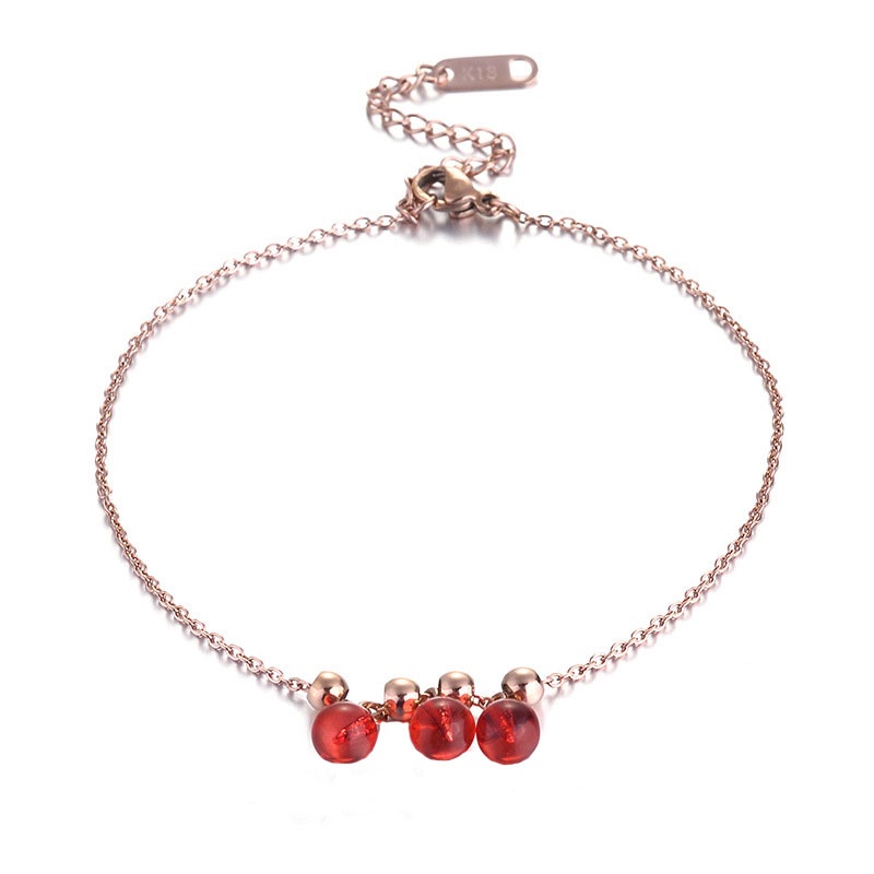 Lắc chân 3 hạt đỏ dễ thương