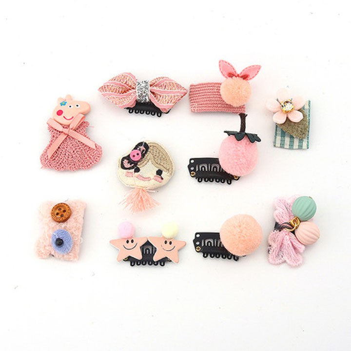 Set 10 kẹp tóc handmade phong cách Hàn Quốc kèm hộp quà đáng yêu (10pcs) BBShine – P111