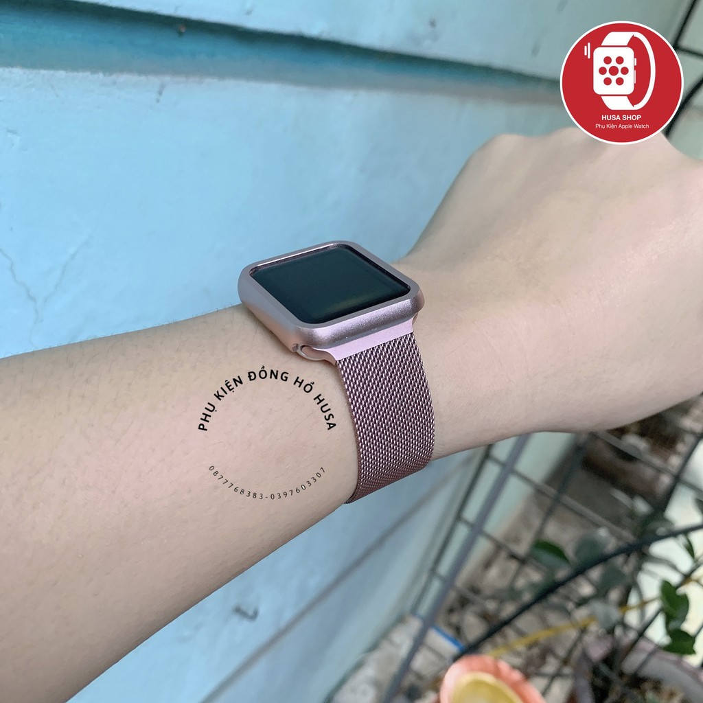 Combo Dây Thép Không Rỉ và Ốp Nhôm Cho Apple Watch 1/2/3/4/5/6/7/se size 38mm 40mm 42mm 44mm