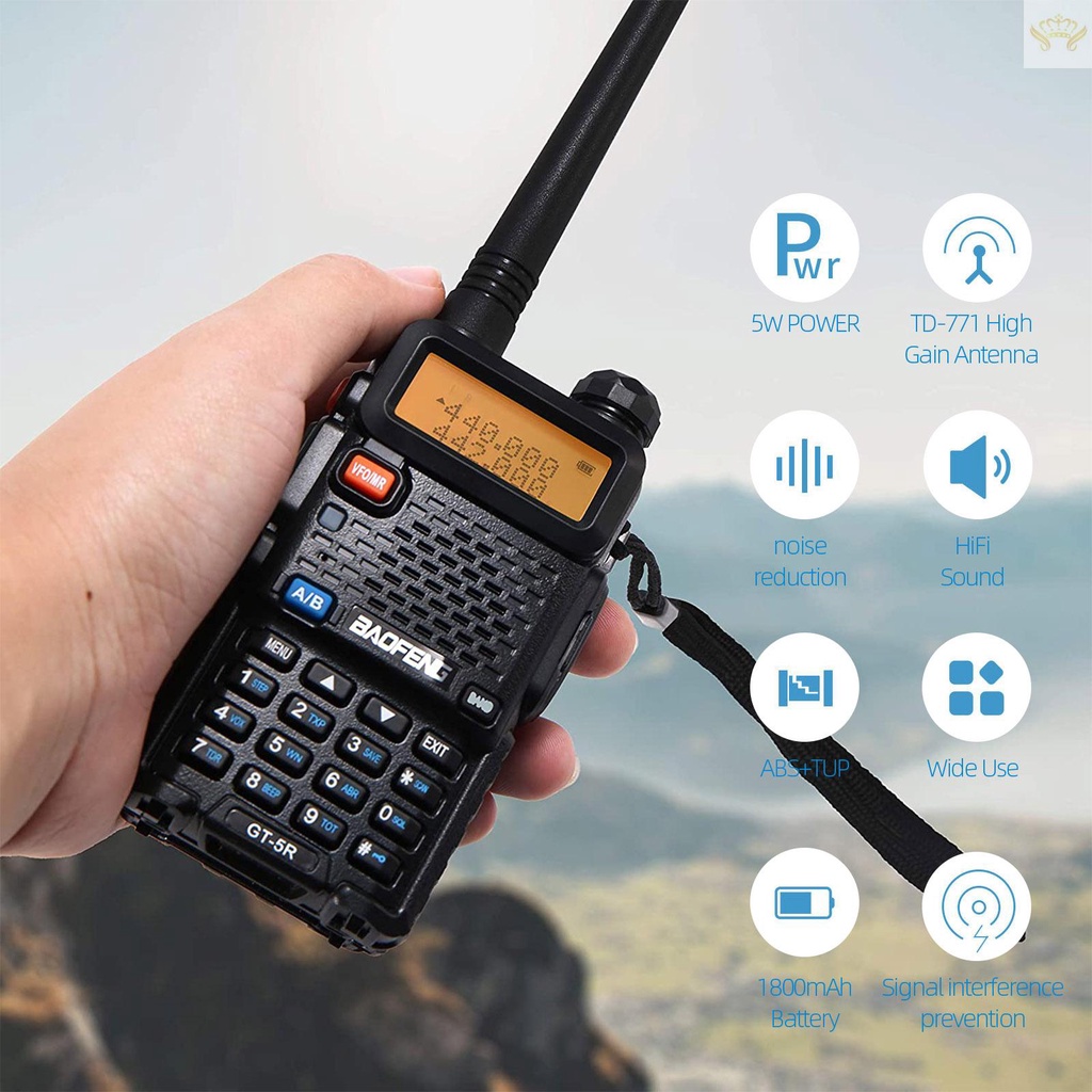 Bộ đàm BAOFENG UV-5R tích hợp radio hai chiều VHF 136-174 UHF 400-520mHZ 5W kèm tai nghe