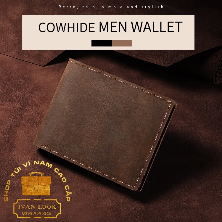 Ví Nam Da Bò Cao Cấp May Thủ Công - Bóp Da Thật 100% - Sang Trọng Đẳng Cấp Bền Bỉ Với Thời Gian - Cowhide Men Wallet