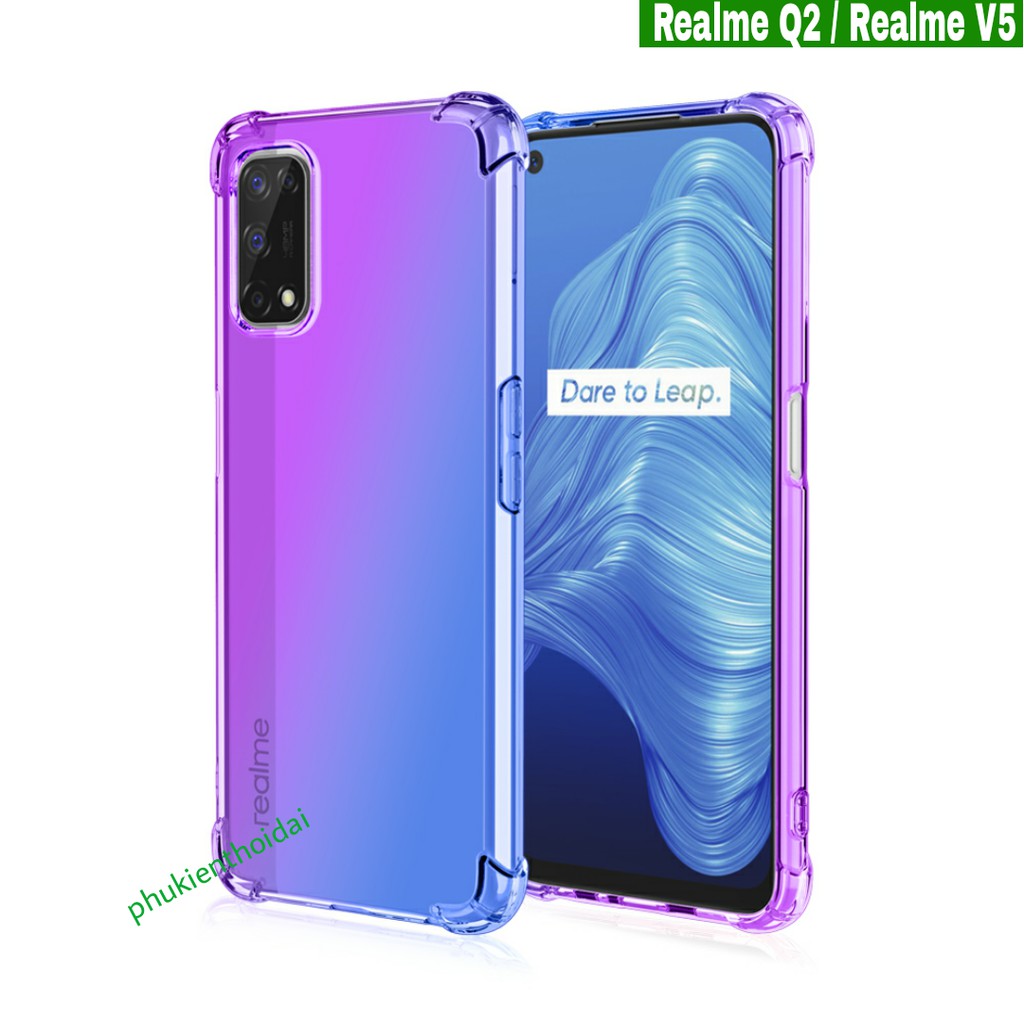 Ốp lưng dẻo đa sắc Oppo Realme Q2 / Realme V5 chống sốc chống ố vàng lồi 4 góc