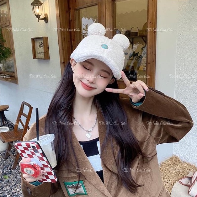 Mũ len lưỡi trai tai gấu mẫu mới xinh xỉu đây ạ