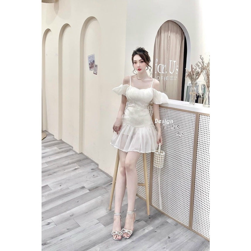 Đầm Trễ Vai Đuôi Cá Tay Phồng AU.Design Đi Tiệc Tôn dáng Chanh Sả