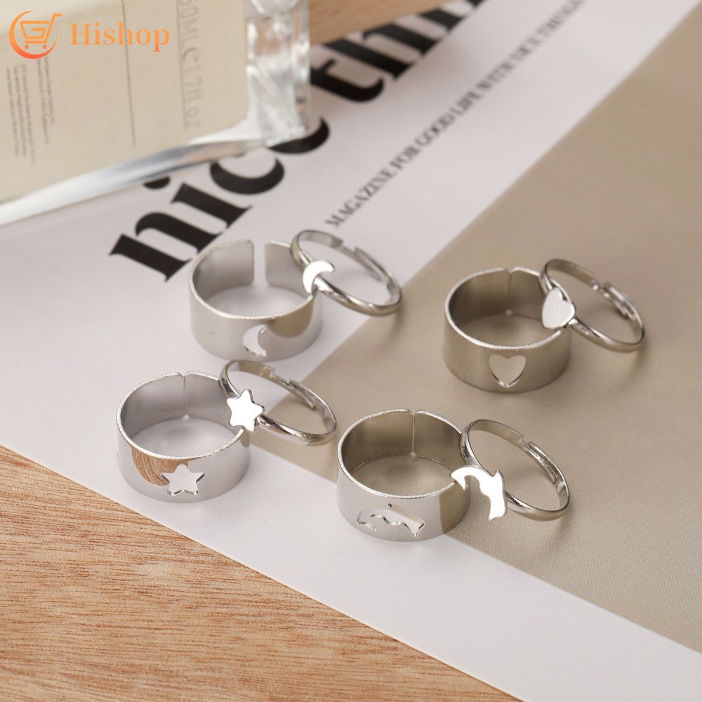 Set 2 Nhẫn Đeo Tay Kim Loại Hình Bướm / Trái Tim / Ngôi Sao Thời Trang Cho Nữ