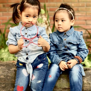 Áo sơ mi,áo cổ bẻ học sinh,Áo jean bé gái, áo cotton cổ bẻ hàn quốc