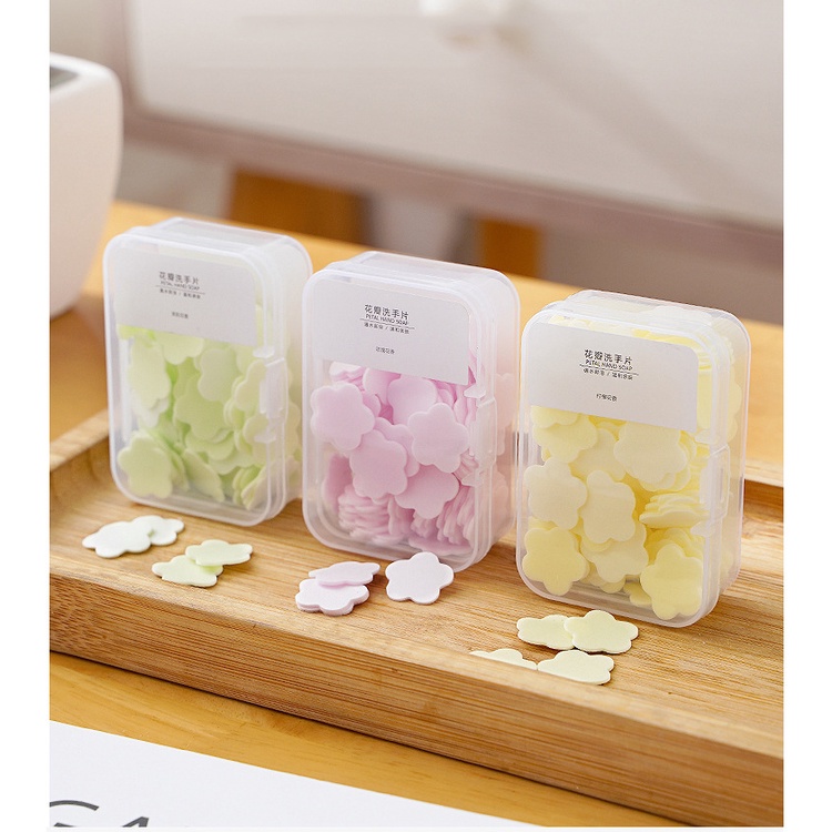 Xà Phòng Giấy Rửa Tay Hình Cánh Hoa Thuận Tiện Cho Đi Du Lịch, Đi Ra Ngoài Tiện Lợi