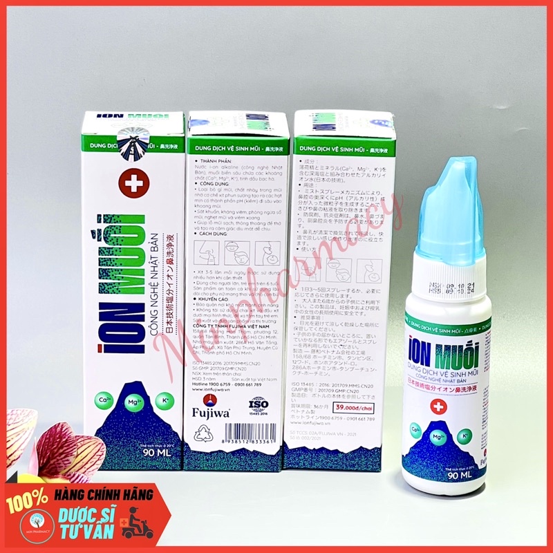 Dung Dịch Xịt Vệ Sinh Mũi ION Muối Fujiwa Công Nghệ Nhật Bản Tinh dầu bạc hà 90ml - Minpharmacy