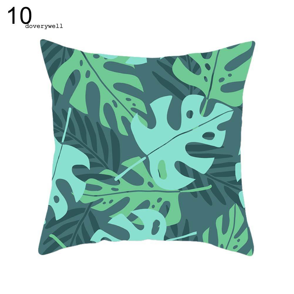 Áo gối khổ vuông 45cm X 45cm in họa tiết lá cây nhiệt đới sáng tạo