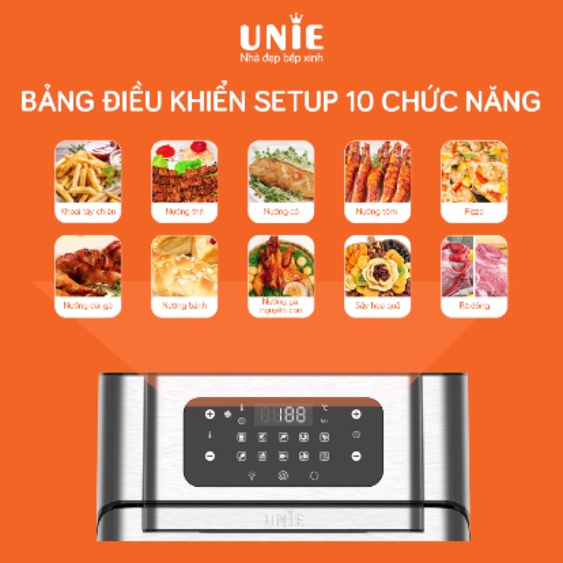 [Chính Hãng] Nồi chiên không dầu 10 lít cao cấp UNIE UE-1000, lỗi 1 đổi 1, bảo hành 12 tháng toàn quốc