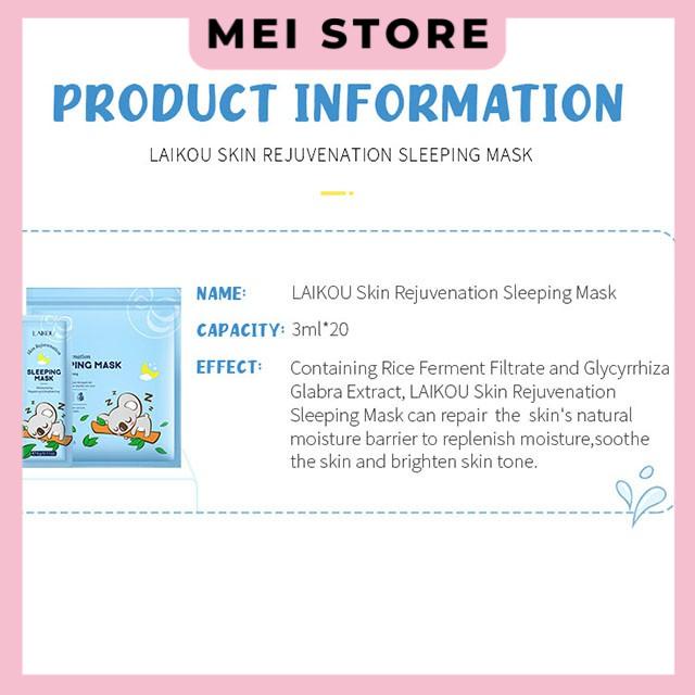Túi 15 Gói Mặt Nạ Ngủ LAIKOU SLEEPING MASK Hình Chú Gấu Ngủ Trẻ Hóa Dưỡng Ẩm Làm Sáng Da