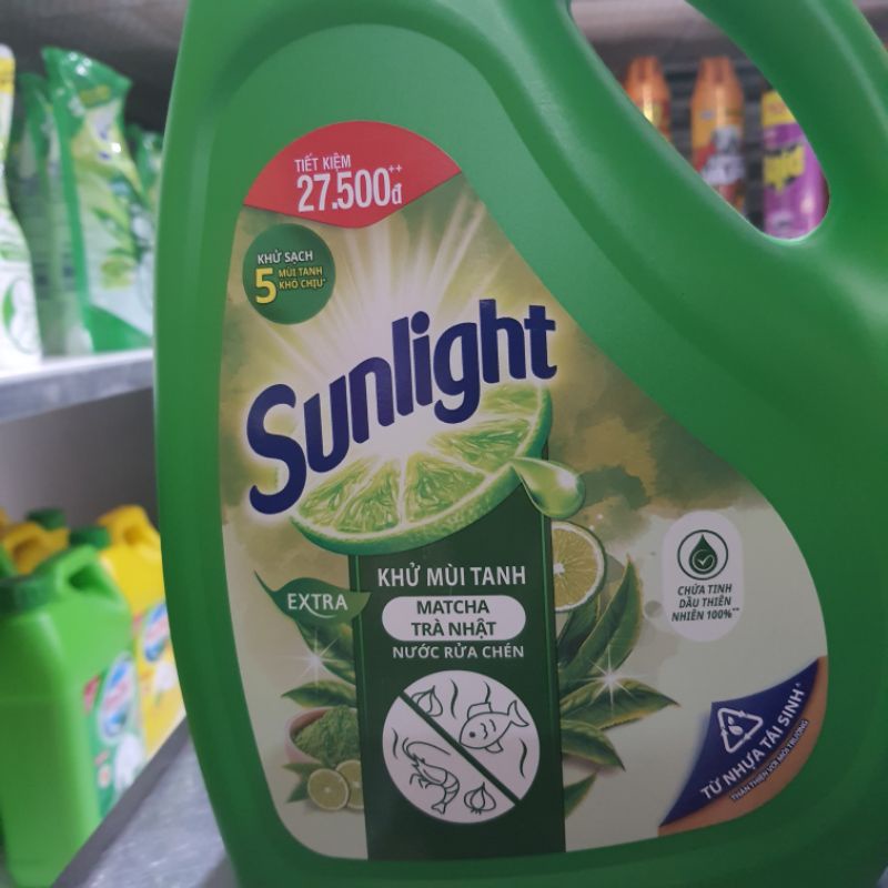 Nước rửa chén Sunlight Extra trà xanh matcha Nhật Bản chai 3.6kg