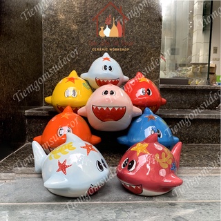 Lợn đất tiết kiệm hình cá mập BABY SHARK siêu đáng yêu, heo đất tiết kiệm cho bé, lợn sứ giá rẻ