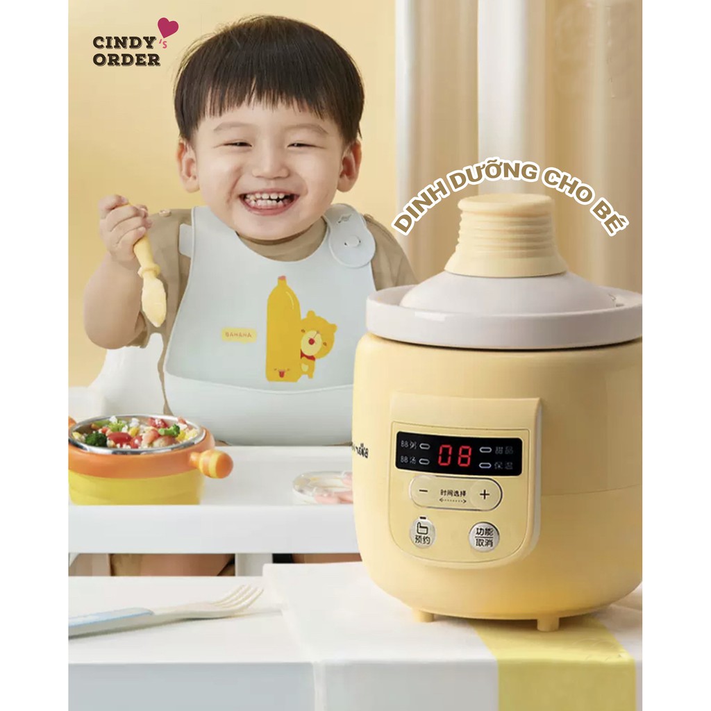 Nồi nấu cháo chậm Bear DDG-D05B1 dung tích 0.5L 4 chế độ dành riêng cho bé