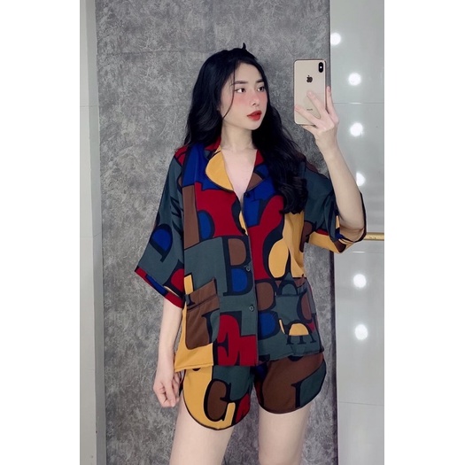 Pijama lụa đùi cánh dơi🌻đồ ngủ mặc nhà cao cấp🌻 sang chảnh | BigBuy360 - bigbuy360.vn