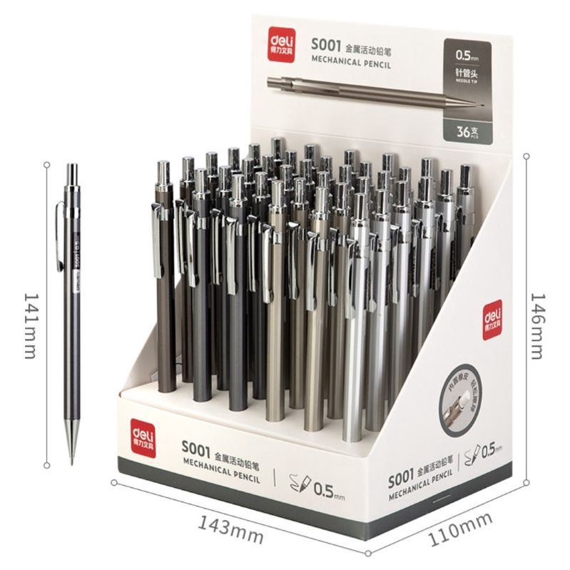 Bút chì kim học sinh Bút chì kim bấm vỏ kim loại ngòi 0.5/0.7mm kèm đầu tẩy ShopMaeum610