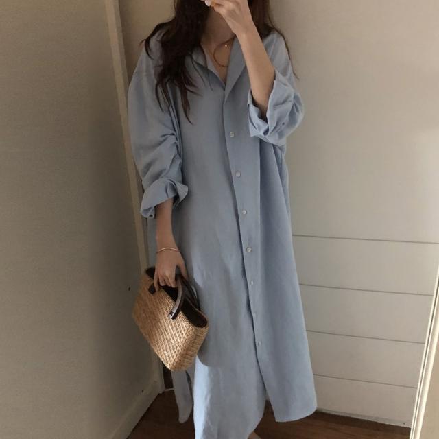 Đầm sơ mi dáng suông dài dành cho nữ