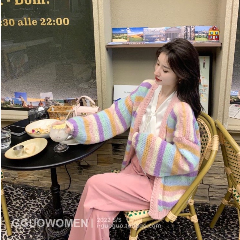 Áo Khoác Cardigan Dệt Kim Dáng Rộng Thời Trang Mùa Thu Phong Cách Hàn Quốc Cho Nữ