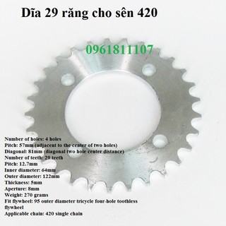 Dĩa 29 răng cho sên 420