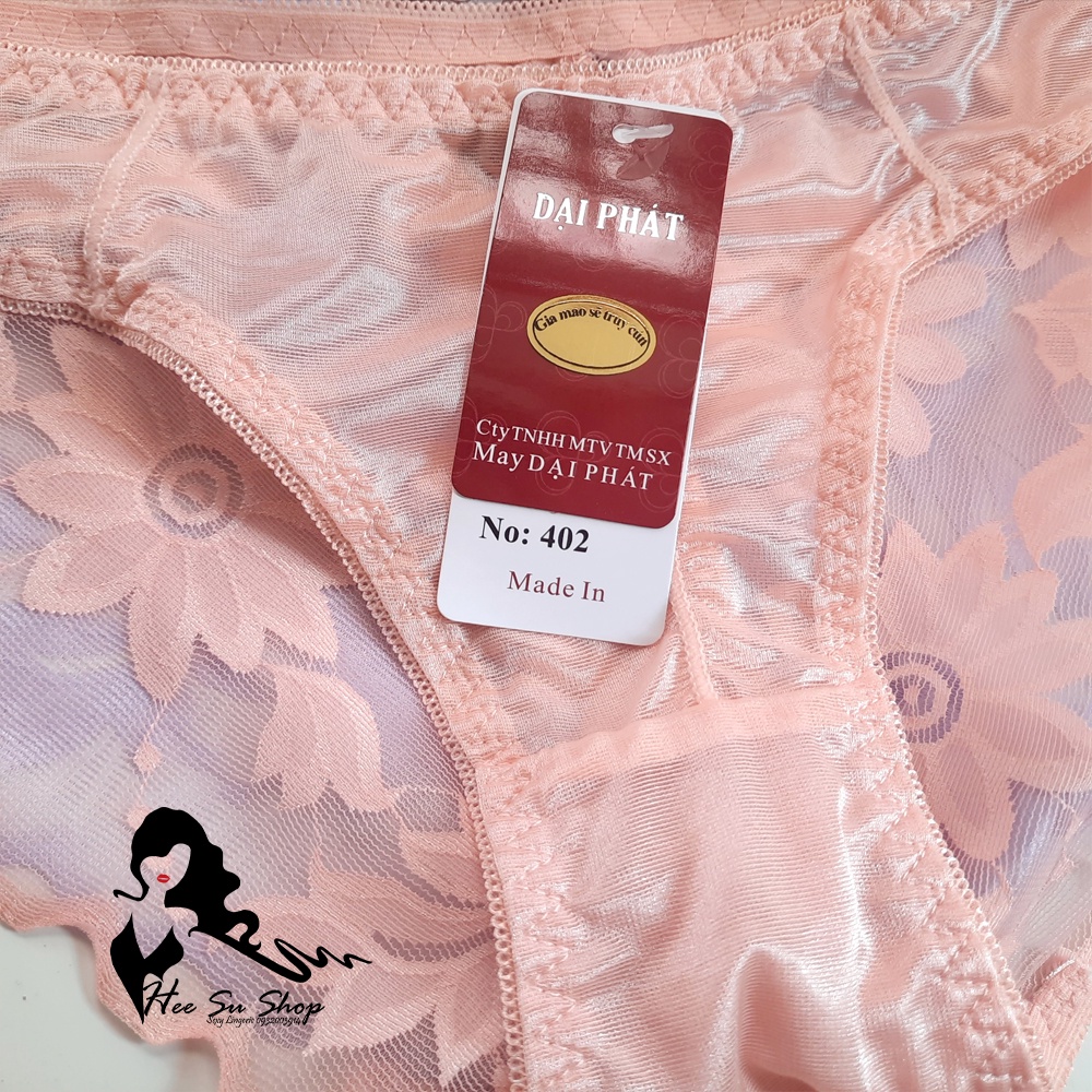 Quần lót nữ lụa satin bóng phối ren hoa siêu mỏng thiết kế lưng thấp free size dưới 55kg mã 402